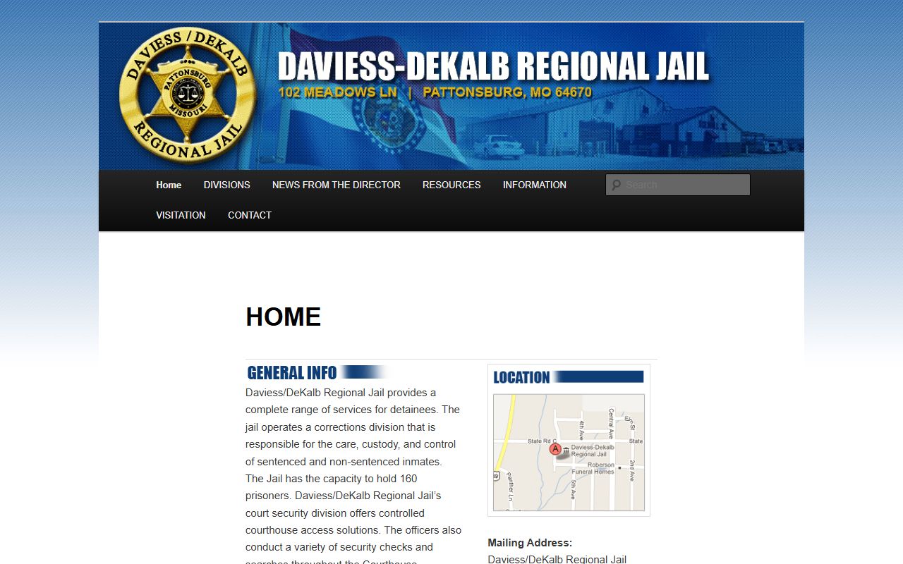 Daviess/DeKalb Regional Jail capacity source for Gentry County inmate population